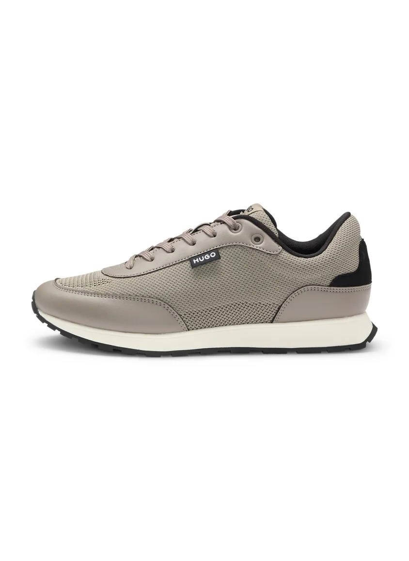 HUGO Knit-effect trainers with faux-leather trims
