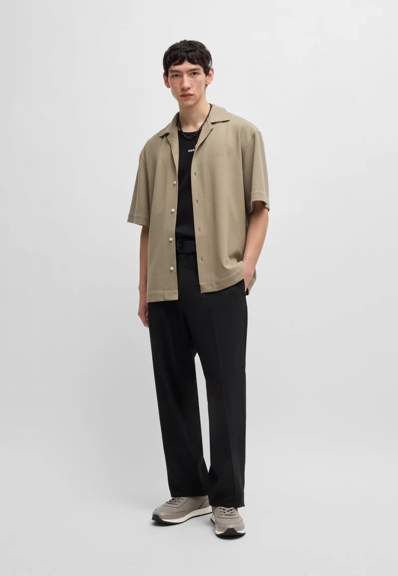 HUGO Knit-effect trainers with faux-leather trims