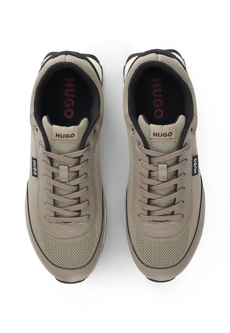 HUGO Knit-effect trainers with faux-leather trims