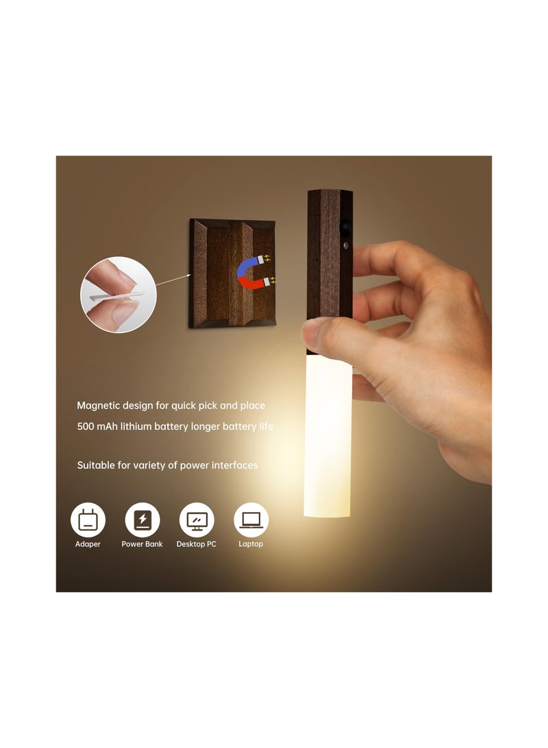 Zikra Motion Sensor Light Indoor, Stick on Motion Wall Light Wooden Wall Sconce Wooden LED Wall Sconce Indoor Rechargeable Wooden Wall Light for Hallway, Stair, Closet, Shelf, Bathroom, Kitchen - Image 3