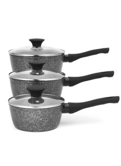 Salter SALTER MEGASTONE 3PC PAN SET is  Ideal for Boiling, Simmering & Sautéing and Suitable for All Hobs, Silver  - Image 1