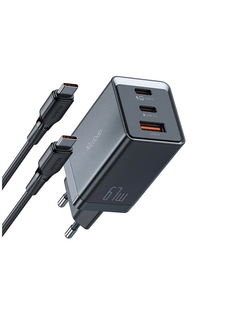 Mcdodo CH-1543 GaN5 Mini Fast Charger Pro Set 67W with PD Lighting Type C to Type C 2m Cable - Image 1