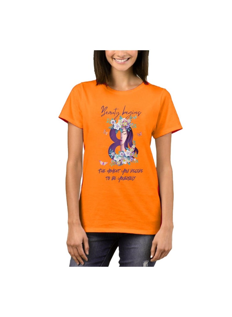 برينت شوب فور مي تي شيرت يوم المرأة العالمي للنساء – تي شيرت قطن بأكمام قصيرة ورقبة دائرية – هدية لمناسبات واحتفالات يوم المرأة - Image 1