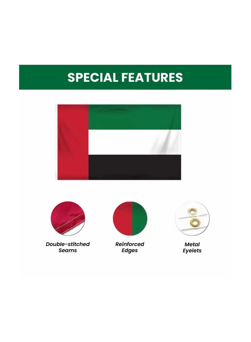 CIVORA UAE Satin Flag For Celebration-150 x 90 cm Large Flag For National Day,Home,Office & Events Decorations | Perfect For Indoor & Outdoor Use | Satin Flag For Kids,Adults And All Ages-Party Favor - Image 1