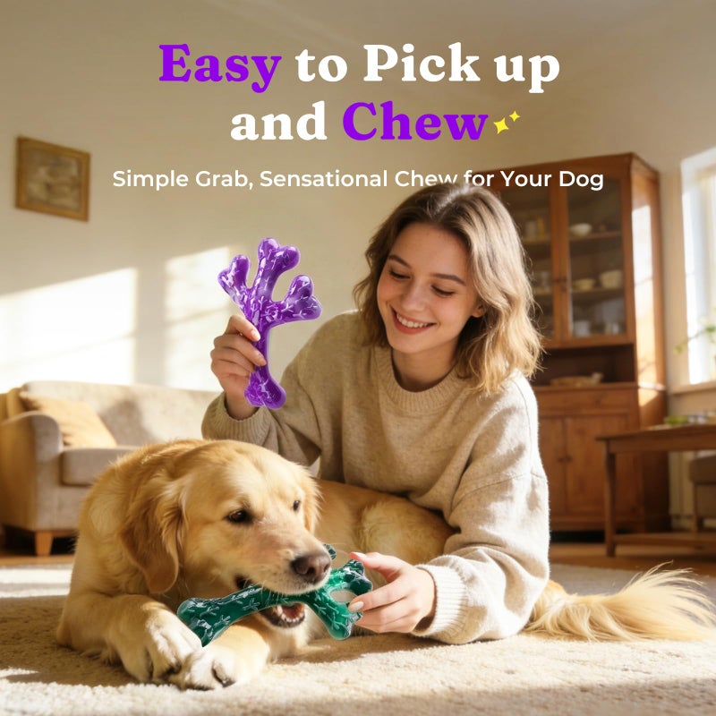Frienhund XL Cactus Indestructible Dog Chew Toys for Aggressive Chewers - 2 Pack Beef Flavored Nylon Bones for Large Dogs 20-90 lbs, Long Lasting & Keeps Them Busy - Image 2