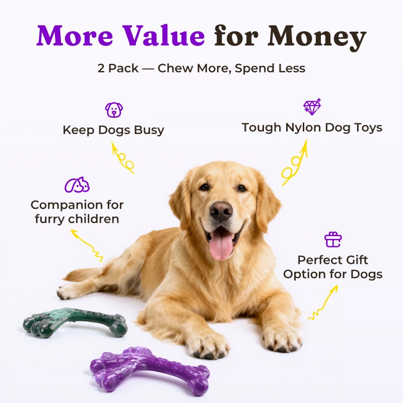 Frienhund XL Cactus Indestructible Dog Chew Toys for Aggressive Chewers - 2 Pack Beef Flavored Nylon Bones for Large Dogs 20-90 lbs, Long Lasting & Keeps Them Busy - Image 5