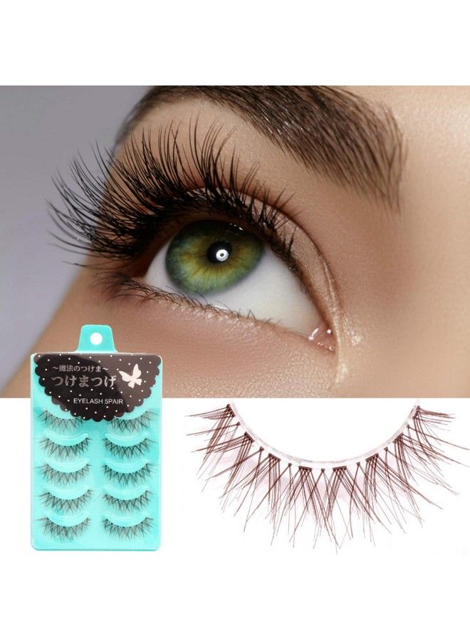 Dorisue Wispy eyelashes Brown lashes Natural looking false eyelashes Lightweight Reuseable 5 Pair Set X4 - Image 3