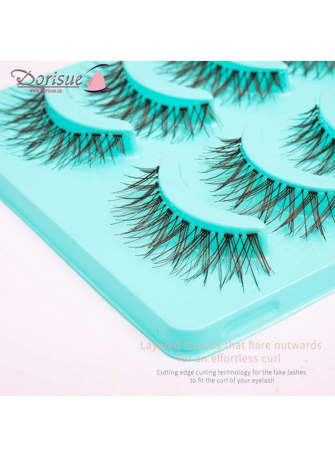 Dorisue Wispy eyelashes Brown lashes Natural looking false eyelashes Lightweight Reuseable 5 Pair Set X4 - Image 5