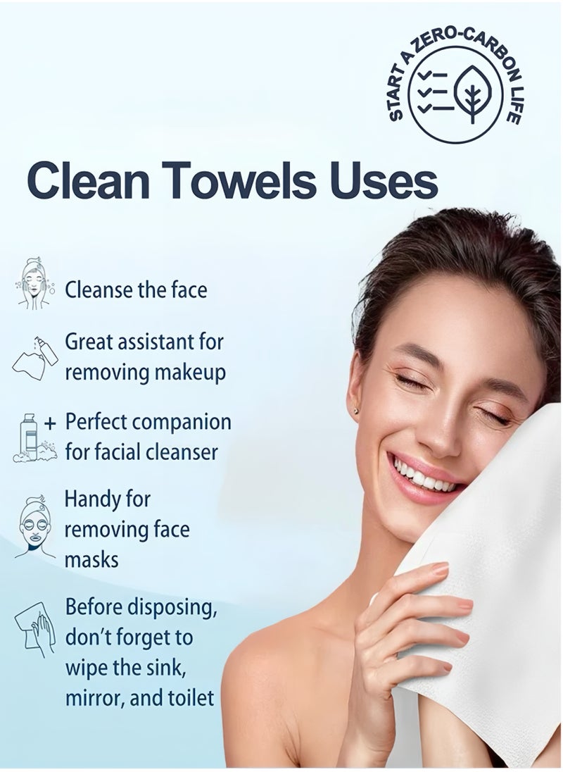Lee Yon 50 Count Face Towels, Ultra Thick Gentle Exfoliation Disposable Face Towelette, Biodegradable Makeup Remover Dry Wipes , Super Soft Clean Facial Towels Wash Cloth for Sensitive Skin,1 Pack, 26cm×30cm  - Image 2
