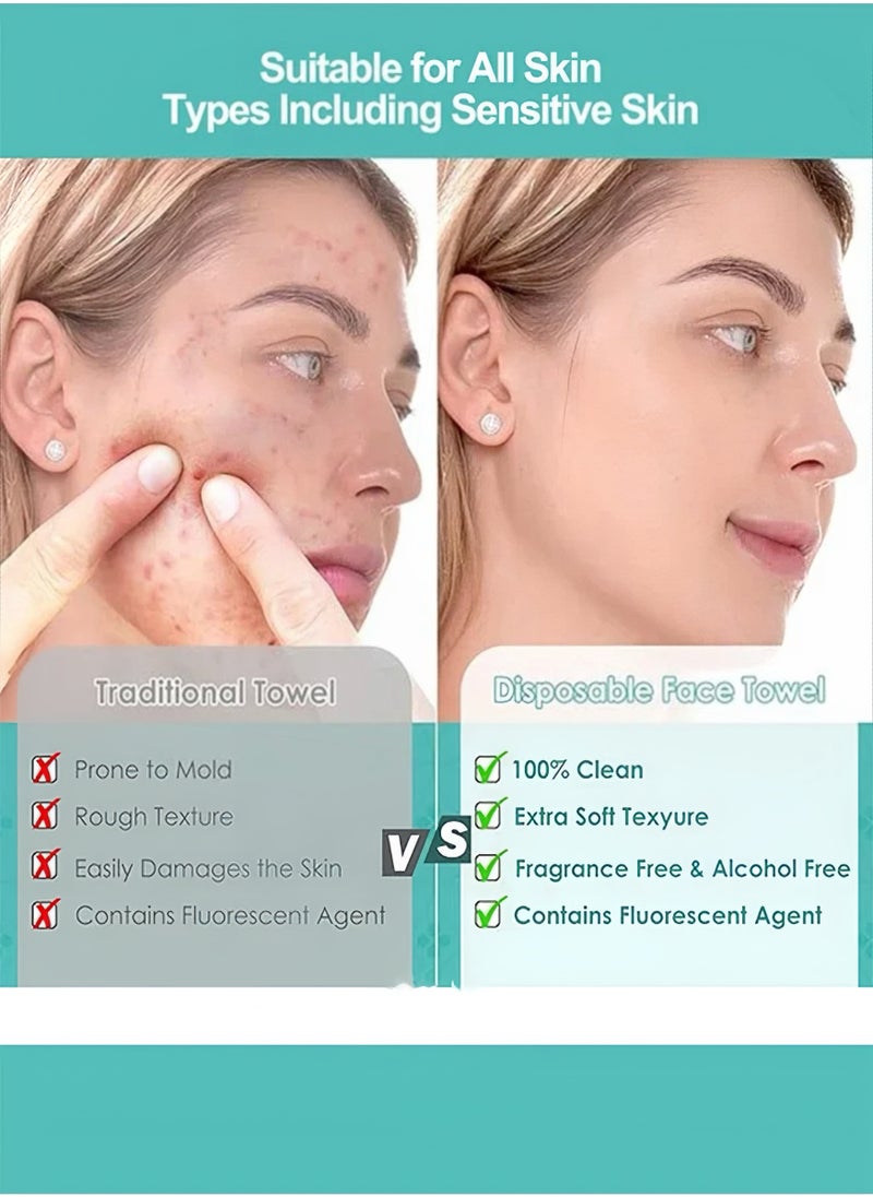 Lee Yon 50 Count Face Towels, Ultra Thick Gentle Exfoliation Disposable Face Towelette, Biodegradable Makeup Remover Dry Wipes , Super Soft Clean Facial Towels Wash Cloth for Sensitive Skin,1 Pack, 26cm×30cm  - Image 3