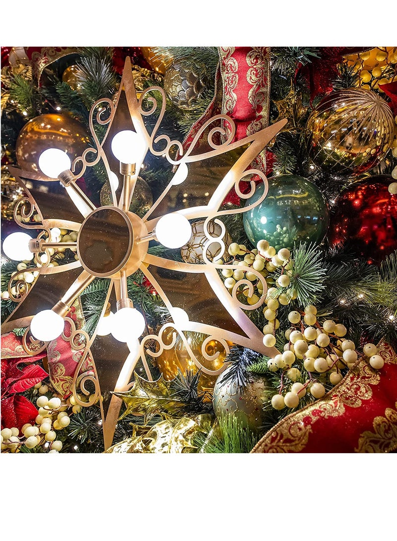 بامير شجرة عيد الميلاد نجمة الديكور العلوي شجرة عيد الميلاد نجمة علوية 27 سم نجمة خماسية زخرفة عيد الميلاد، شجرة عيد الميلاد توبر الديكور، عيد الميلاد زخرفة حزب ديكور المنزل. - Image 3