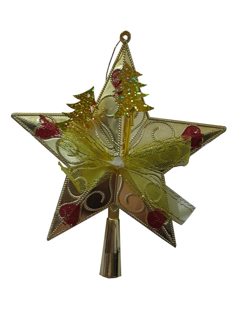 بامير شجرة عيد الميلاد نجمة الديكور العلوي شجرة عيد الميلاد نجمة علوية 27 سم نجمة خماسية زخرفة عيد الميلاد، شجرة عيد الميلاد توبر الديكور، عيد الميلاد زخرفة حزب ديكور المنزل. - Image 2