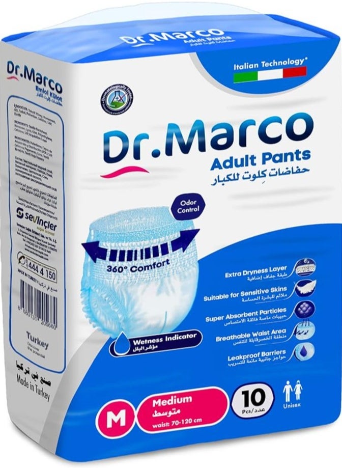 Dr. Marco Adult Culotte Diaper, Size Medium, 10 Count Turkish made Pants with Wetness Indicator, Italian Technology  - Image 2