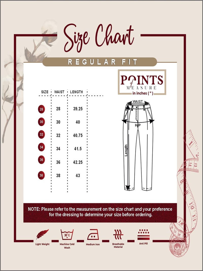 Noble Monk Formal Pants for Men | Stylish Regular Fit Men's Wear Trousers for Office or Party | Solid Formal Regular Fit Trouser for Men's - Image 3