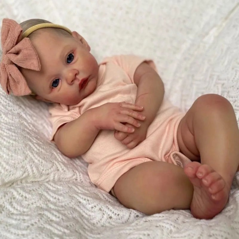 Reborn Doll 48 Cm With Blue Eyes & Hand-implanted Light Blond Short Hair - Glow In The Dark Realistic Design: High-quality Materials With Complete Accessory Set For Immersive Play Experience - Image 1
