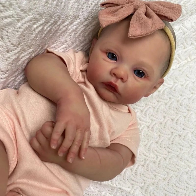 Reborn Doll 48 Cm With Blue Eyes & Hand-implanted Light Blond Short Hair - Glow In The Dark Realistic Design: High-quality Materials With Complete Accessory Set For Immersive Play Experience - Image 2