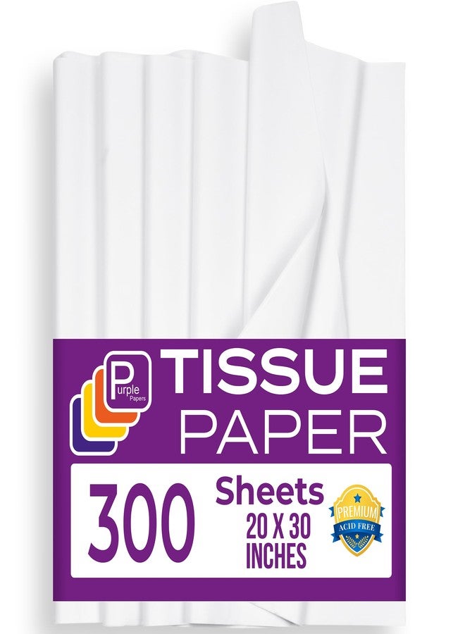 Purple Papers White Tissue Paper Bulk - 20 x 30 Inch, 300 Sheets - Acid Free for Gift Bags, Packaging, Wrapping, Crafts, Wedding Decor - Image 1