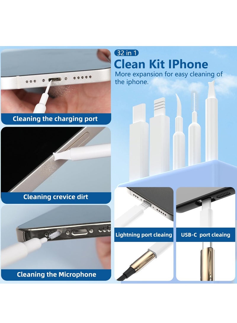 32-in-1 Electronic Cleaning Kit and Keyboard Mobile Cleaner Kit Portable Multifunctional Cleaning Tool Supplies for PC Monitor Earbud Cell Phone Laptop Computer Bluetooth Earphones - Image 3