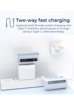 Brave Power Bank Charging Station Kit, Multi-Device Charging Station, 4 x 5000mAh Portable Chargers with 22.5W PD Type-C Port and 20W PD Lightning Port, LED Power Display, Fast Charging for External Batteries, Compatible with iPhone 16/15/14/13/12, Samsung S25/S24/S23/S22, iPad Pro, AirPods Pro and More - USB-C Power Bank Charging Station (White/Blue)  - Image 5