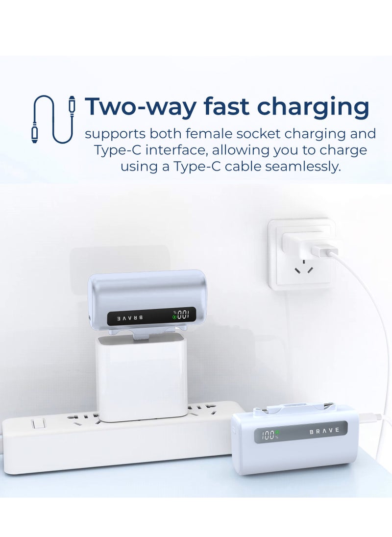 Brave Power Bank Charging Station Kit, Multi-Device Charging Station, 4 x 5000mAh Portable Chargers with 22.5W PD Type-C Port and 20W PD Lightning Port, LED Power Display, Fast Charging for External Batteries, Compatible with iPhone 16/15/14/13/12, Samsung S25/S24/S23/S22, iPad Pro, AirPods Pro and More - USB-C Power Bank Charging Station (White/Blue)  - Image 5