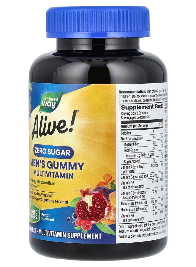 Nature's ألايف! فيتامينات متعددة للرجال على شكل حلوى جيلاتينية بدون سكر بنكهة الخوخ 50 حبة جيلاتينية - Image 2