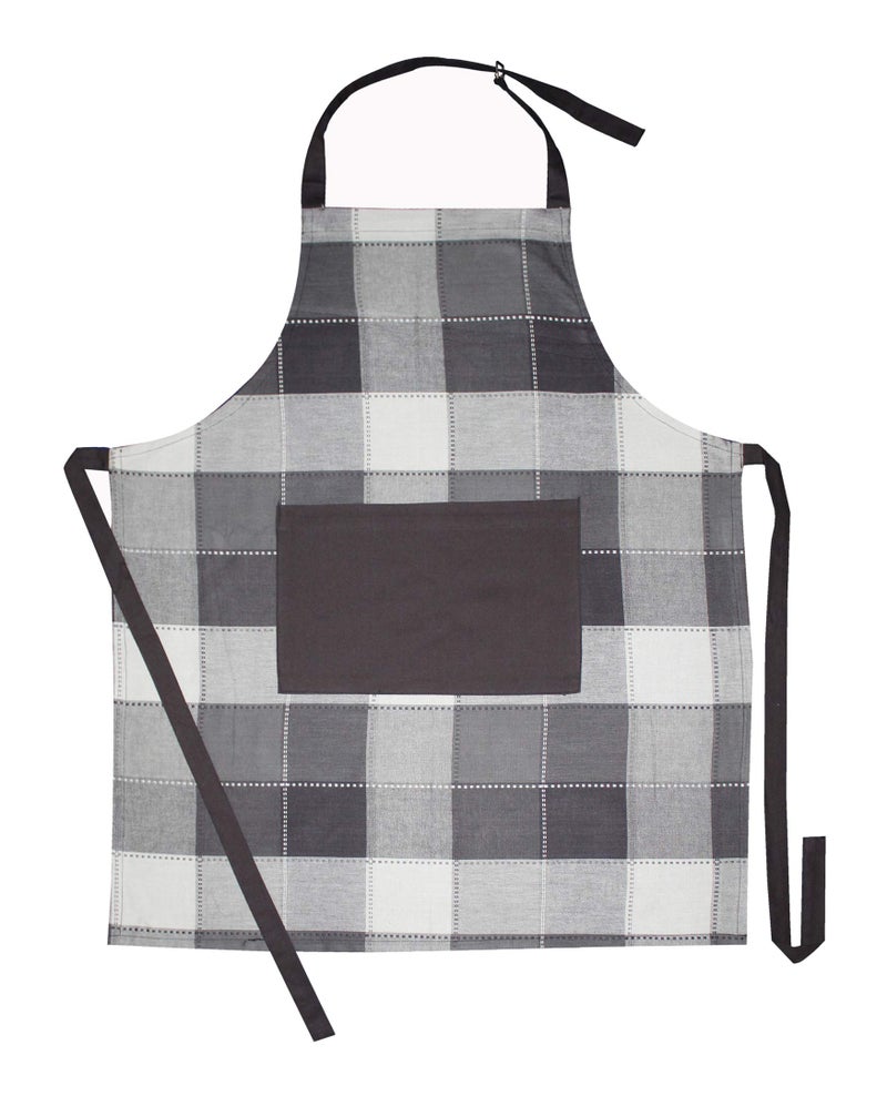 AIRWILL, 100% Cotton Yarn-dyed Designer Weaved Aprons, Sized 65cm in Width & 80cm in Length with 1 Center Pocket, Adjustable Buckle on Top and 2 Long Ties On Both 2 Sides. Pack of 1 Pieces - Image 2