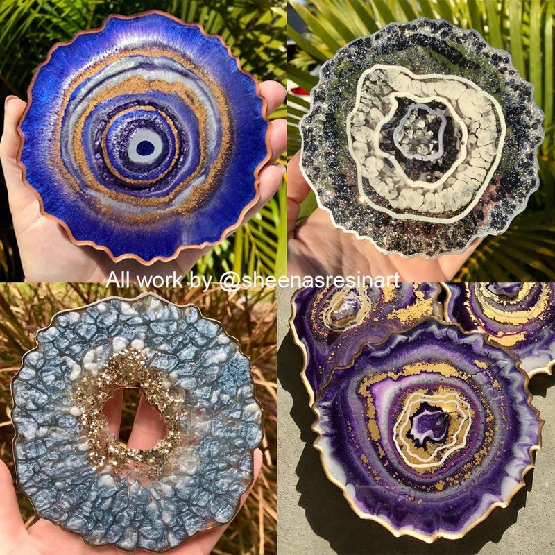 RESINWORLD 6 Pack Geode Coaster Molds for Resin, Irregular Resin Coaster Silicone Mold, Coaster Epoxy Resin Molds for Making Agate Coasters Set - Image 3