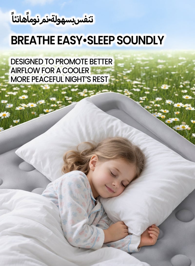 Toshionics Double Air Mattress with Removable Rechargeable Pump, 198x150x38cm Inflatable Camping Bed, Waterproof PVC Flocking Blow Up Mattress, 260kg Load-Bearing Capacity Heavy Duty Self Inflation Airbed for Home, Travel, Outdoor & Guest Use, Black - Image 4