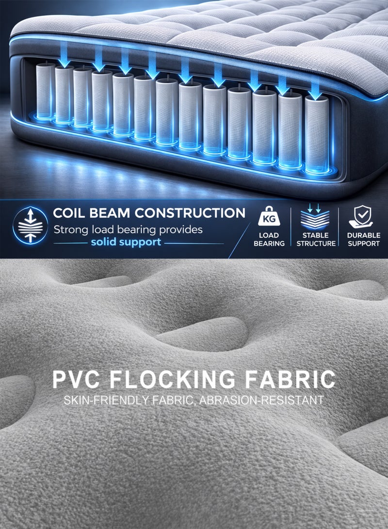 Toshionics Double Air Mattress with Removable Rechargeable Pump, 198x150x38cm Inflatable Camping Bed, Waterproof PVC Flocking Blow Up Mattress, 260kg Load-Bearing Capacity Heavy Duty Self Inflation Airbed for Home, Travel, Outdoor & Guest Use, Black - Image 3