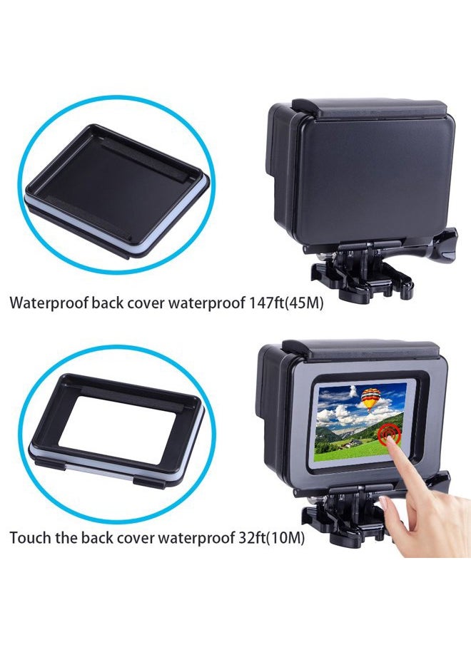 Replacement Waterproof Case Protective Black Housing Touch housing for GoPro Hero 4 Hero 3+ Hero3 Outside Sport Camera for Underwater Use Water Resistant up to 147ft (45m)