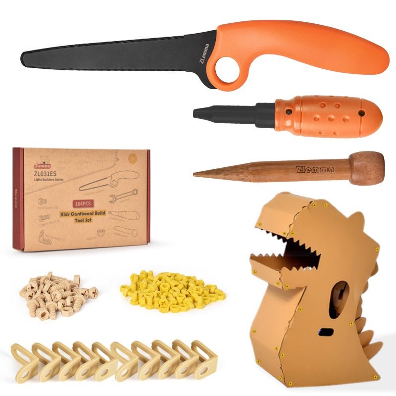 ZLemma Cardboard Construction Tool Kit 163 PiecesEducational Toys for atHome Play Classroom Learning Reusable Cardboard Tools for Kids - Image 4