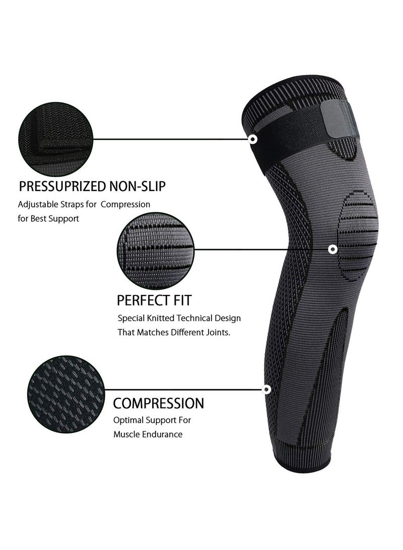 Ofrdncy Full Leg Compression Sleeve 2 Pack Long Knee Brace Support Protector for Men Women, 4 Sizes for Running Weightlifting Workout and Sports - Image 3