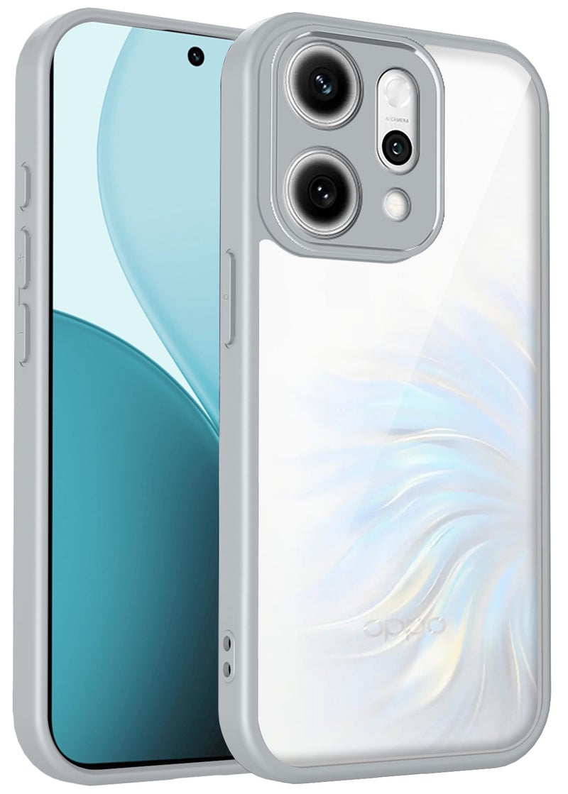 Kapa Hawkeye Clear Slim Tough Back Cover for Oppo Reno 14 Pro 5G | Camera Lens Protector Anti Yellow Shockproof Clear Hybrid Case Cover (Grey) - Image 1