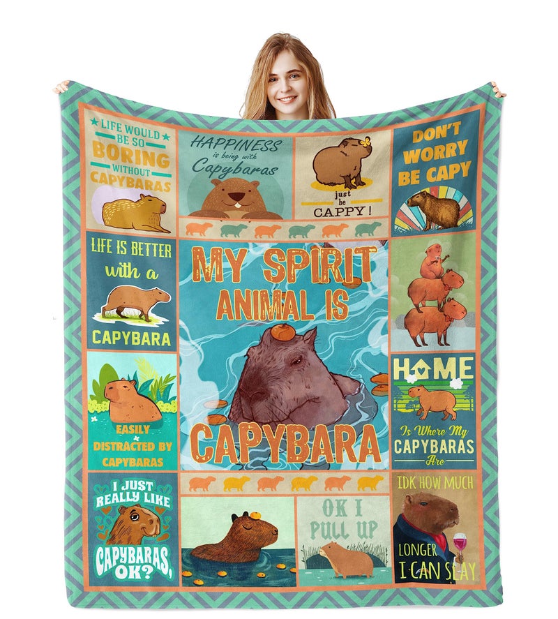 Jamfind Capybara Gifts Capybara Birthday Stuff Blanket 60x 50 Capibara Gift for Girls Boys Women Men Capy Birthday Party Decorations