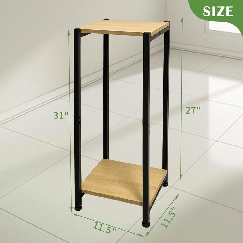 Dipion Tall Plant Stand Indoor,31 Inch Plants Stands,2 Tier Metal Plant Stand with Heavy Duty Wood,Yellow Oak and Black - Image 5