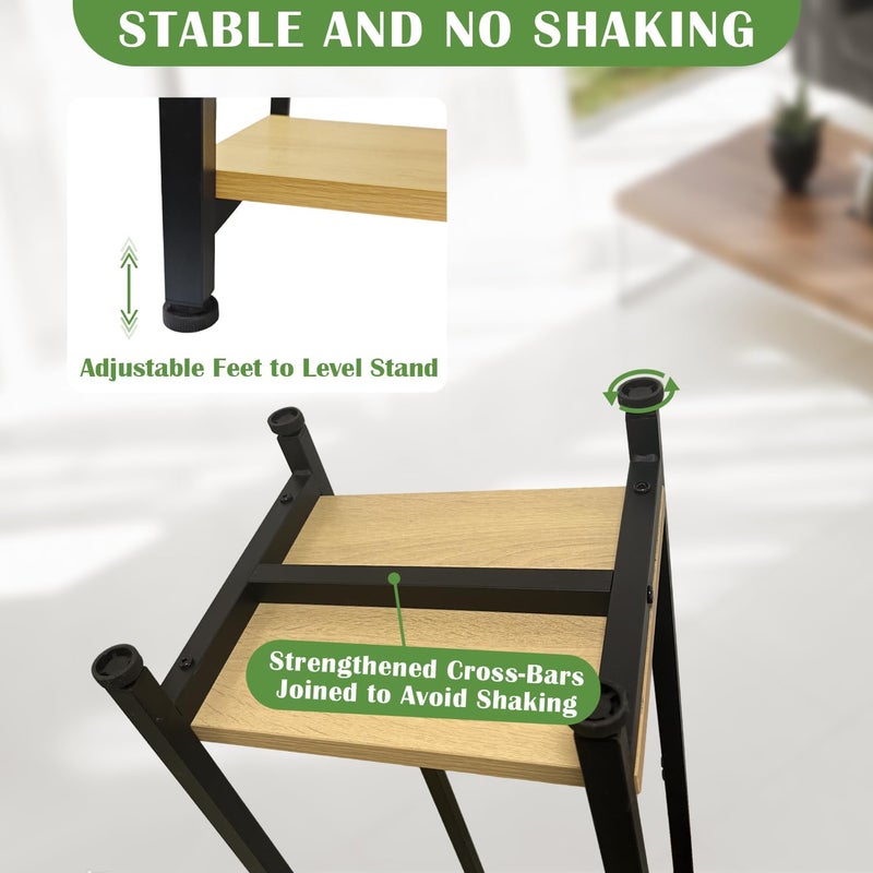 Dipion Tall Plant Stand Indoor,31 Inch Plants Stands,2 Tier Metal Plant Stand with Heavy Duty Wood,Yellow Oak and Black - Image 3