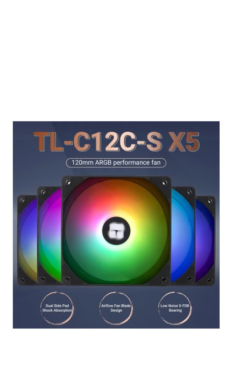 Thermalright THERMAL RIGHT TL-C12C-S*5 ARGB Fan 1550 RPM±10% Black 5 pieces - Image 1