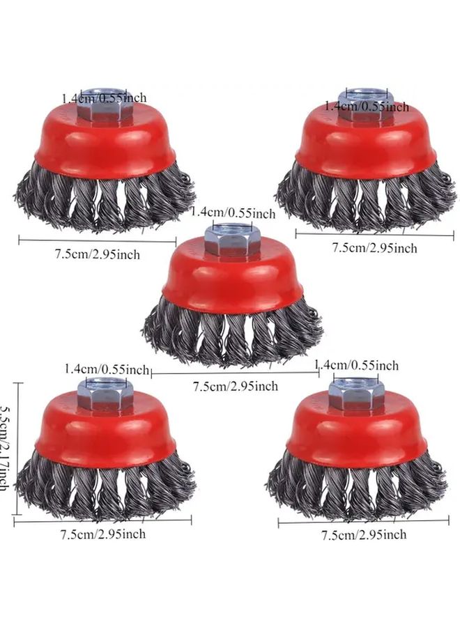 5 حزمة من فرش الأكواب المعدنية المعقودة لإزالة الصدأ والطلاء - أعمال معدنية ثقيلة - Image 1