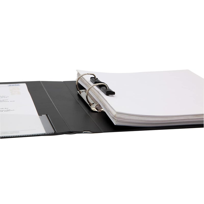 Solo 2 D Ring Binder - FC Size | Heavy-Duty Poly Cover | 2 D-Ring Clip with Stopper & Chromium-Fitted Rings | Holds Up to 250 Sheets | Inside Pocket for Loose Leaves & Business Card Holder | RB412 - Image 4