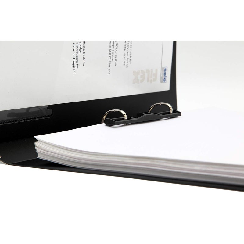 Solo 2 D Ring Binder - FC Size | Heavy-Duty Poly Cover | 2 D-Ring Clip with Stopper & Chromium-Fitted Rings | Holds Up to 250 Sheets | Inside Pocket for Loose Leaves & Business Card Holder | RB412 - Image 2