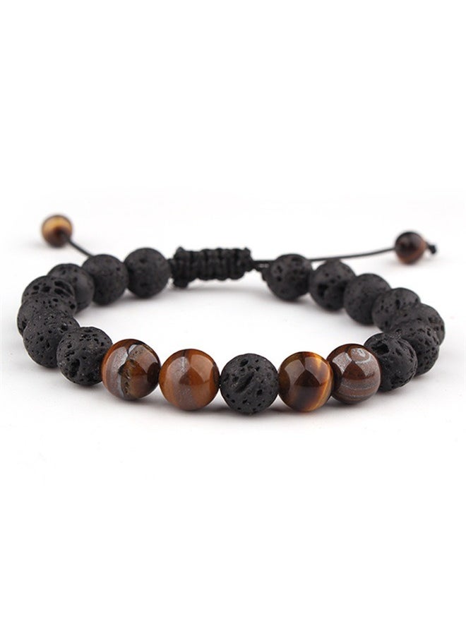 yongsheng Lava Stone Beaded Charm Bracelet， Men Women 8mm Bracelet Braided Rope Natural Stone Beads Bracelet Bangle  - Image 1