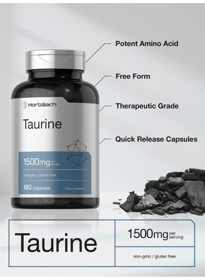 Horbäach Taurine Supplement 1500mg | 180 Capsules | Non-GMO and Gluten Free - Image 3