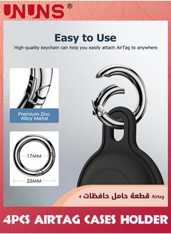 UNUNS 4 عبوات من حافظات حامل Airtag، سلسلة مفاتيح Airtag من السيليكون المقاوم للماء IPX8 لجهاز Apple Airtag، حافظة Airtag مضادة للخدش، ملحقات تعقب العناصر لمفاتيح محفظة الحيوانات الأليفة - أسود + أبيض + وردي + أرجواني  - Image 5