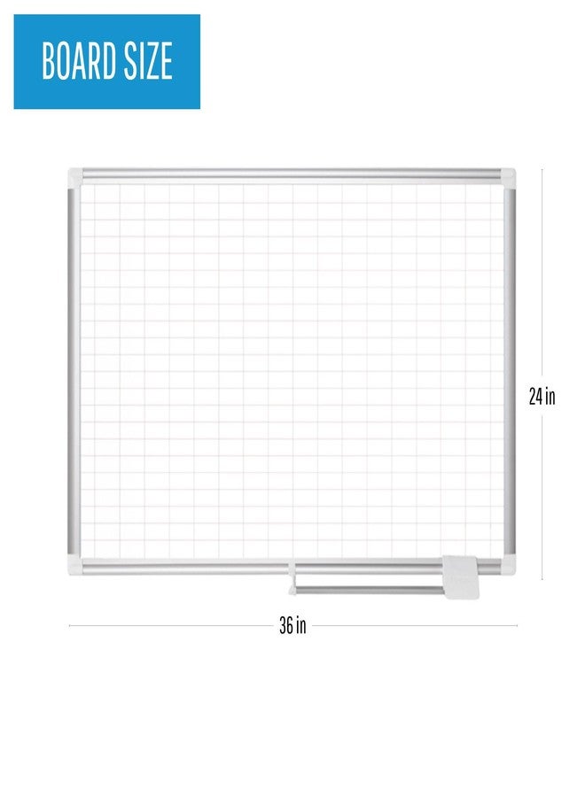 MasterVision Planning Board Magnetic Dry Erase 1" x 2" Grid Planner with Accessory Kit, 24" x 36", Aluminum Frame,Silver,MA0392830A - Image 2
