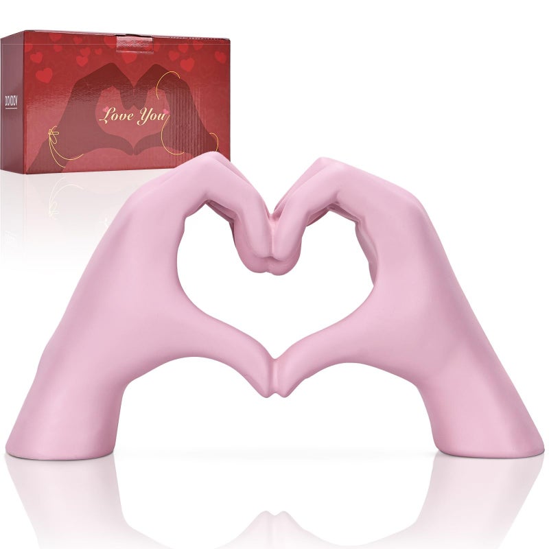 Heart Hand Sculpture Pink Home Decor Aesthetics for Room Shelf Coffee Table Dining Table Centerpiece Birthday Gift and Memorial Gift for Women Girlfriend Girls Mom