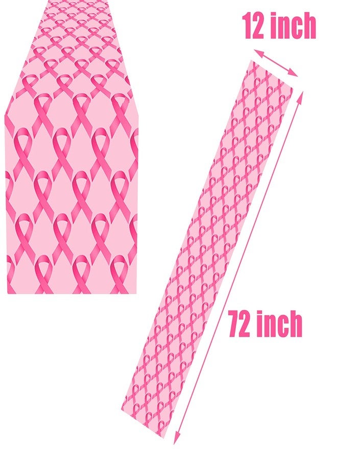 CupaPlay Pink Ribbon Party Table Runner - Breast Cancer Awareness Party Supplies Decoration Tablecloth Home Decor Breast Awareness Table Cloth(12 x 72 Inch) - Image 2