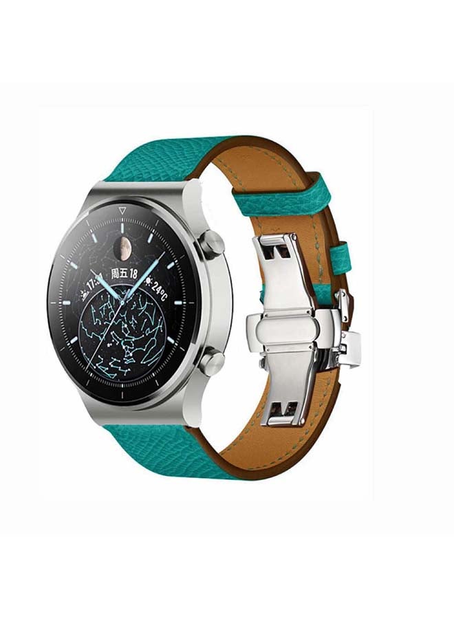 Perfii Genuine Leather Replacement Band For Huawei Watch GT2 Pro 22mm Green - Image 2