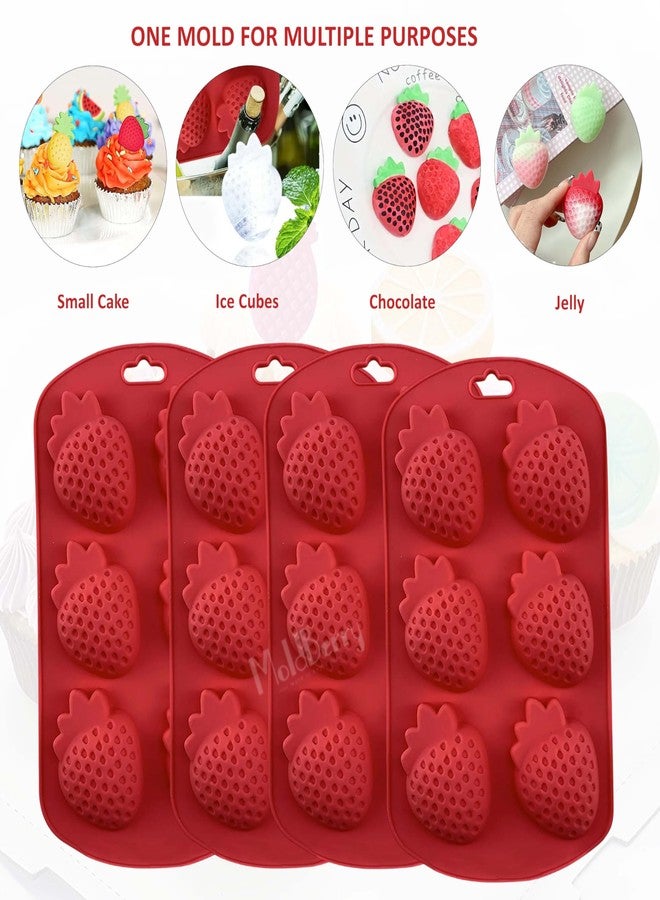 MoldBerry Silicone 6 Cavity Strawberry Shape Jelly Mold | Fruit Shape Chocolate Mould for Candy, Jelly, Gummy, Ice Cube & Mini Cake Decoration | Non-Stick, Reusable & Easy to Clean Baking Mold Pack 1 - Image 2