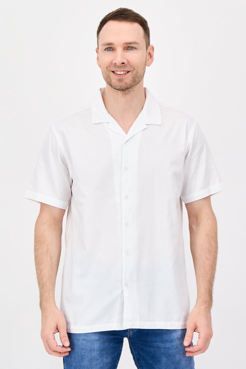Aeropostale قميص رجالي عادي قصير الأكمام بتصميم بسيط، أبيض - Image 1