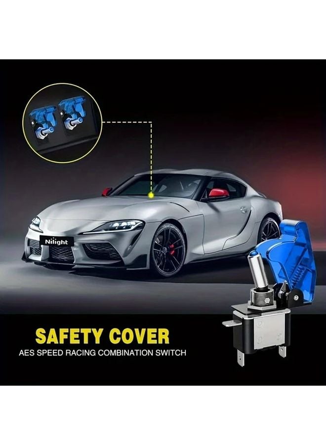 5pcs Carbon Color Red LED Toggle Switch 12V Blue Illuminated SPST Rocker 20A - Image 5